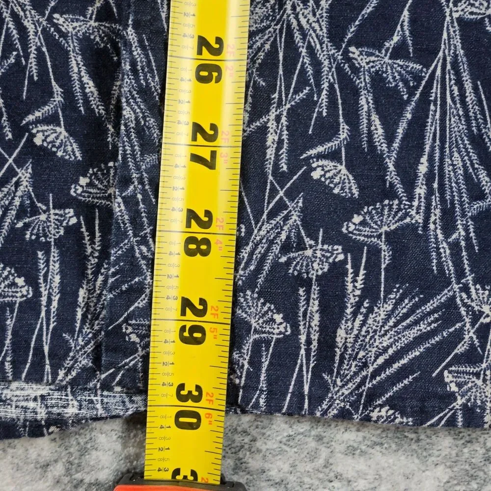 Banana Republic Mens Shirt 2XL Blue Floral Linen Blend Slim Fit Camp Resort